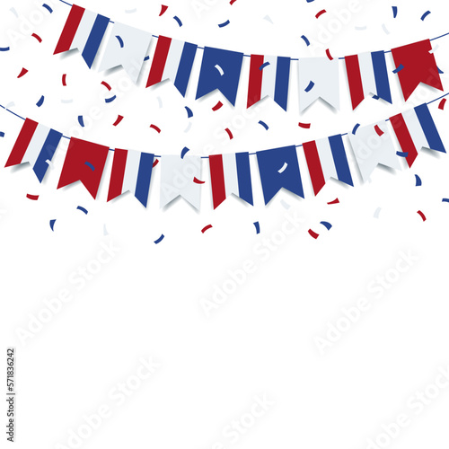 Vector illustration on the theme King's Day in Amsterdam. Garland with the flag of Netherlands on a white background.
