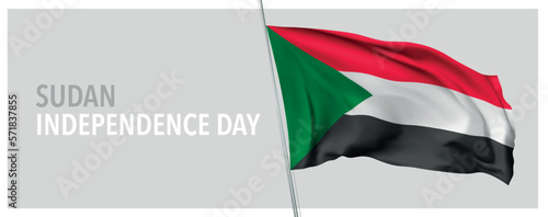 Sudan happy independence day greeting card, banner with template text vector illustration