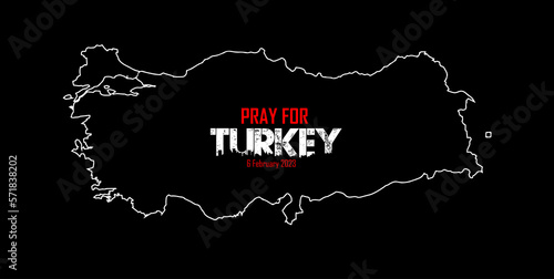 Banner to support and show solidarity with the Turkish people for the earthquake. Pray for Turkey. Turkey earthquake brush flag of hand drawn with brush strokes background. Turkey earthquake