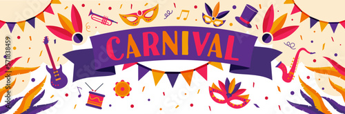 Carnival Banner - Musical instruments, masks and decorations