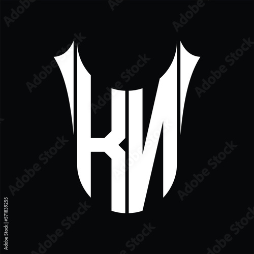 KN Logo monogram shield sharp half round shape images design template