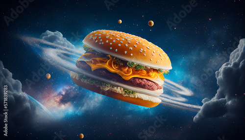 Embark on an intergalactic taste adventure with our Saturn-like Burger, a celestial masterpiece that will transport your taste buds to the outer reaches of flavor. This extraordinary creation features
