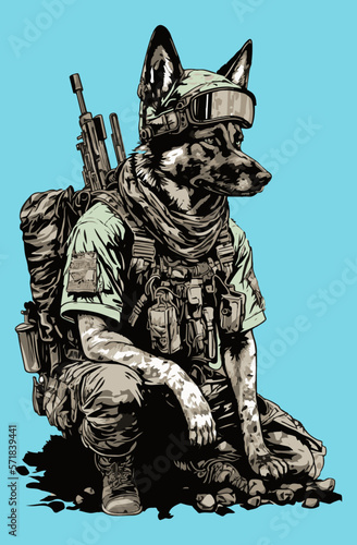 Shepherd dog soldier vector puppy warrior mascot