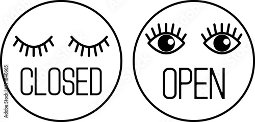 open and closed door card. vector. open eyes and closed eyes