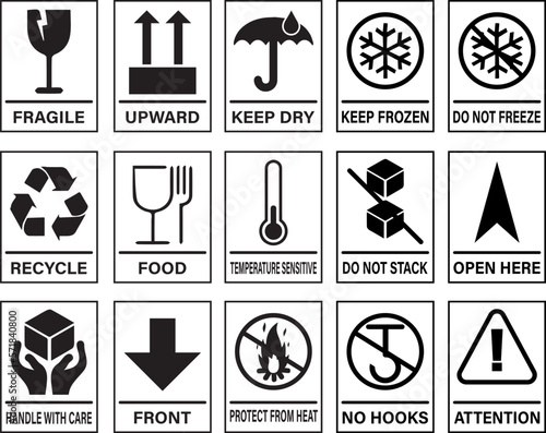 cargo, transport sticker, warning signs, warning icons, warning icons