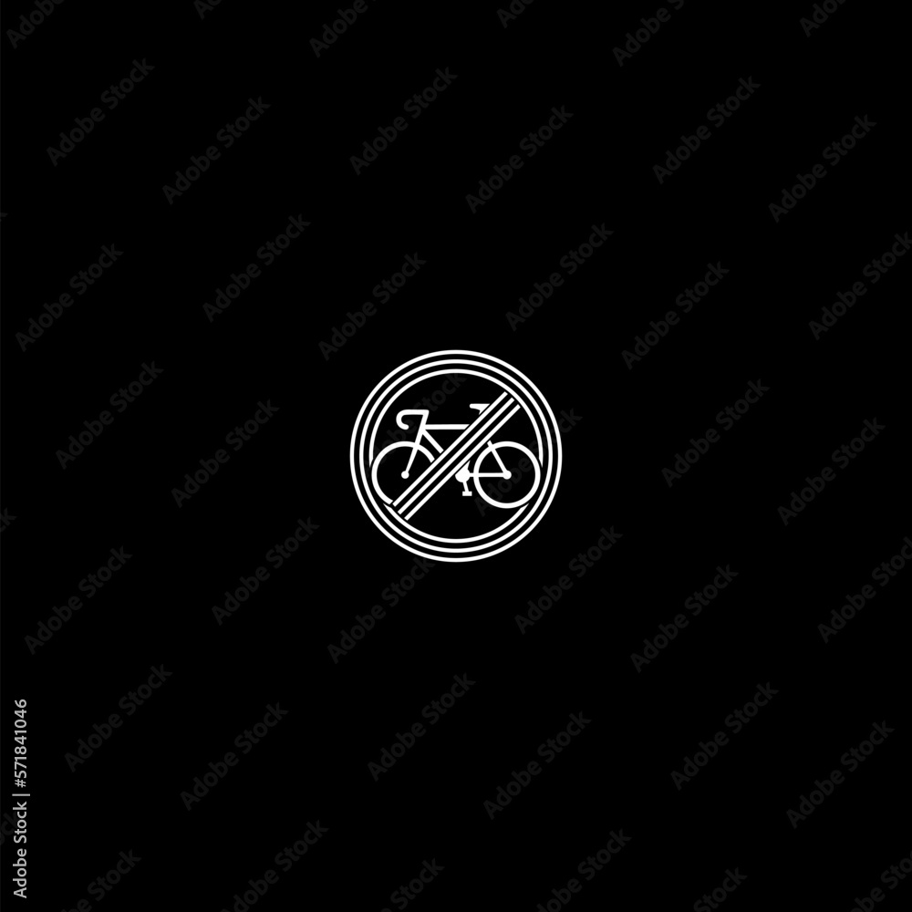 No bicycle sign template icon isolated on dark background No bicycle sign template icon isolated on dark background