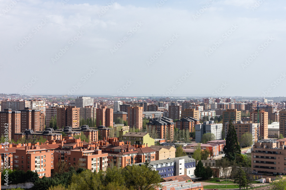 skyline view of a medium-sized city on a sunny day