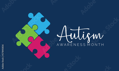  National autism awareness month. Vector banner, poster, flyer, greeting card for social media with the text National autism awareness month April.