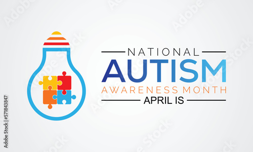  National autism awareness month. Vector banner, poster, flyer, greeting card for social media with the text National autism awareness month April.