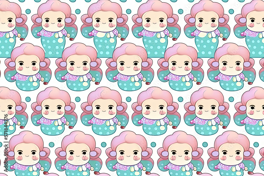 Cute baby mermaid illustration pattern