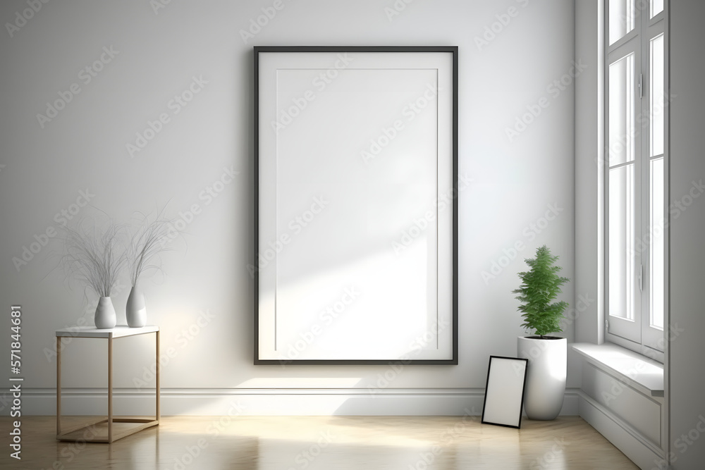 Blank frame in home interior background Blank frame in home interior background
