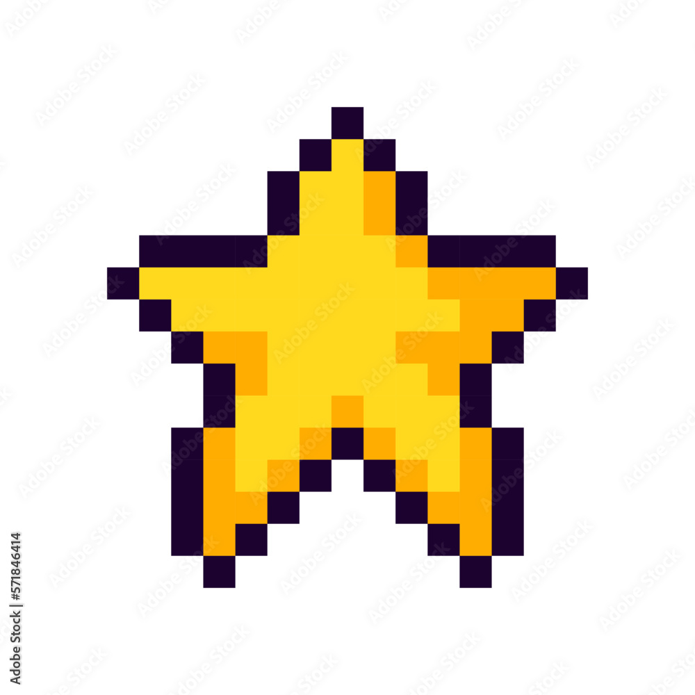 Star Pixel Art gaming item. Game pixel star icon, star 8Bit game resource. Pixelart vector Illustration isolated on white background. Star Pixel Art gaming item. Game pixel star icon, star 8Bit game resource. Pixelart vector Illustration isolated on white background.