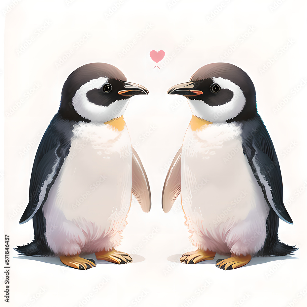 Fototapeta premium cute penguins in love