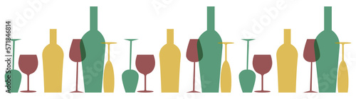 Wine bottle with wine glass icon or silhouette. Alcohol symbol. Vector illustration.	
