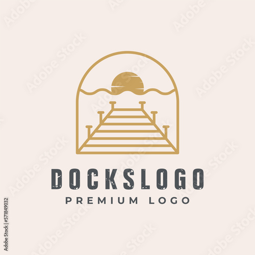 Boat hoists piers lift and docks logo design template vector illustration