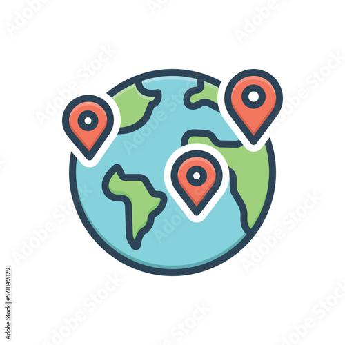 Color illustration icon for geographical