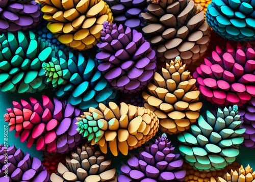 Fotografia, Obraz Colorful texture, made of pine cones, evoking Christmas and childhood memories