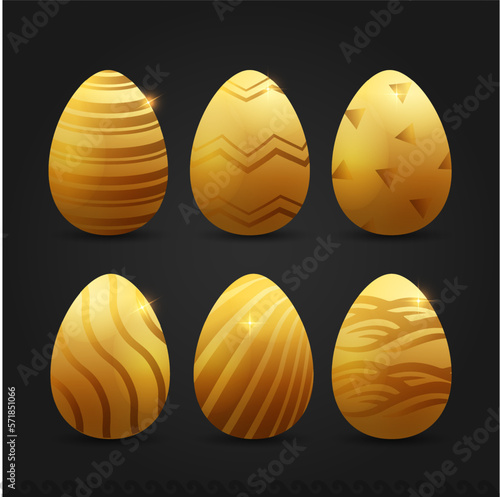 Collection of Golden Egg design Vector. Luxury golden egg elements vector