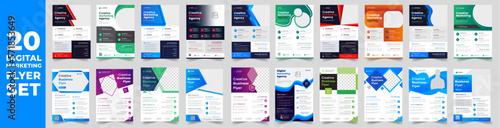 set of 20 Mega collection digital marketing corporate business flyer design template. digital marketing flyer bundle. business flyer bundle. set of 20 Item digital marketing flyer with unique shapes.