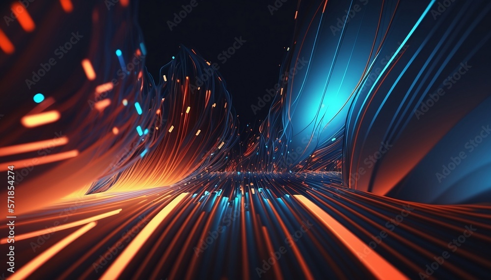 Fototapeta premium Abstract iridescent holographic neon lines. Nice background 3d render. Gradient design element for backgrounds, banners, wallpapers, posters and covers