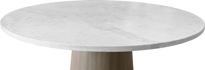 White marble stone table top isolated on white background for product display