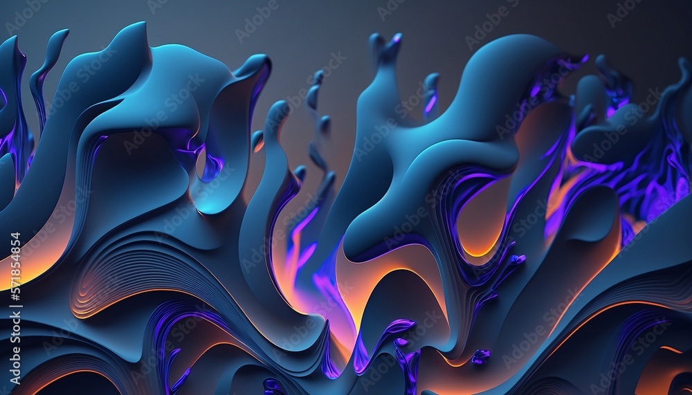 Obraz premium Abstract fluid iridescent holographic neon curved wave in motion. Background 3d render. Gradient design element for backgrounds, banners, wallpapers, posters and covers