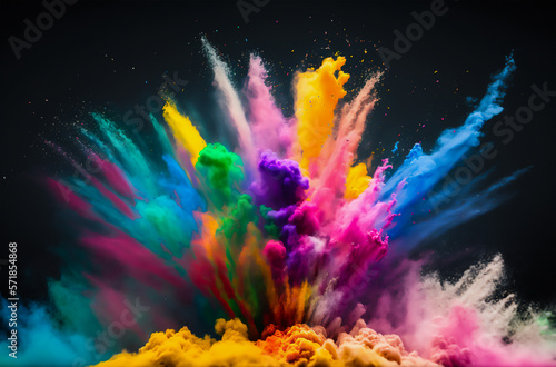Abstract background explosion of powder paints. Holi background