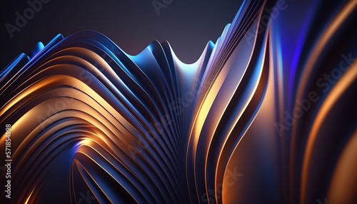 Abstract fluid iridescent holographic neon curved wave in motion. Background 3d render. Gradient design element for backgrounds, banners, wallpapers, posters and covers photo