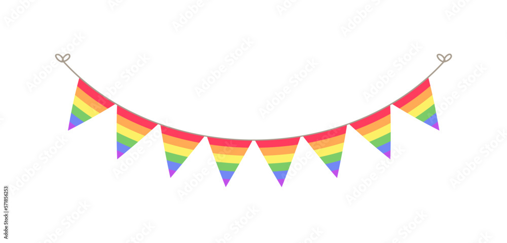 Obraz premium Rainbow flag pennant garland. Pride month bunting divider simple vector illustration clipart