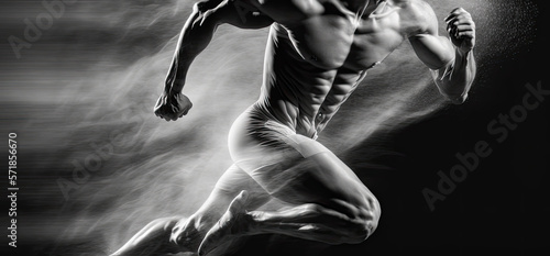 a very athletic and muscular man is running. Generative AI © jr-art