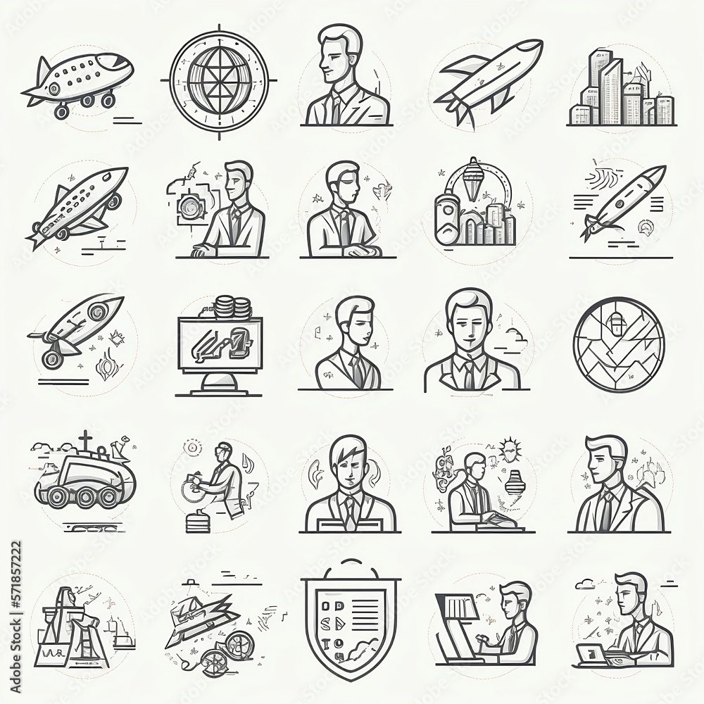 Fototapeta premium Business and Finance Icons for Entrepreneurs and Content Creators - Vector Set