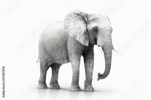 Elephant isolated on white background as digital illustration  Generative AI 