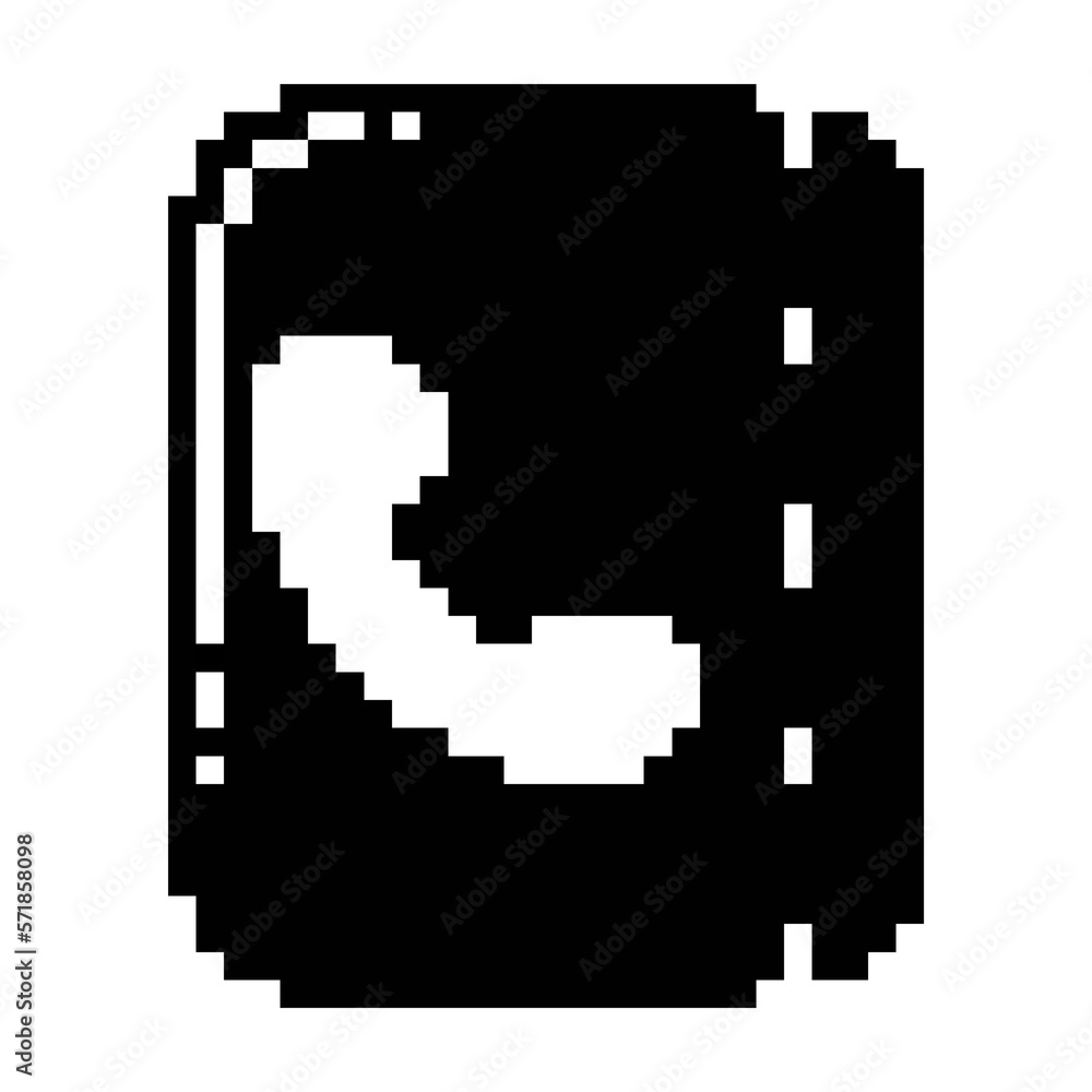 Phone book icon black-white vector pixel art icon Phone book icon black-white vector pixel art icon