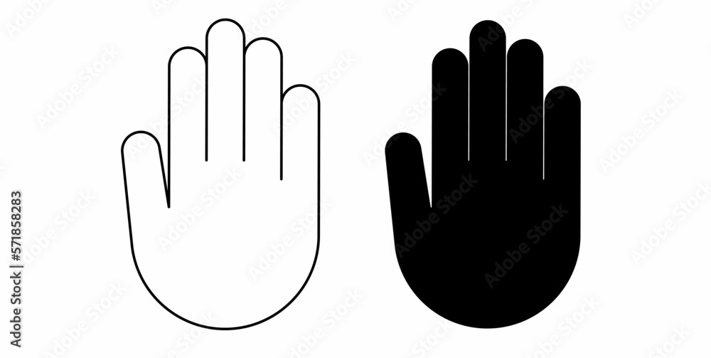 outline silhouette palm hand icon set isolated on white background outline silhouette palm hand icon set isolated on white background