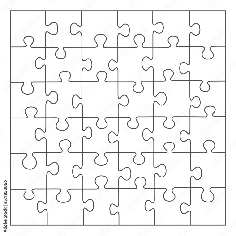 Jigsaw puzzle white color. puzzle grid 6x6. Game mosaic 36 individual parts. Jigsaw puzzle white color. puzzle grid 6x6. Game mosaic 36 individual parts.