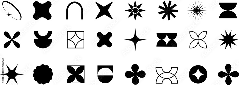 Set of geometric brutalism shapes.Abstract geometric brutalist elements. New modern elements swiss style, minimalist design,bold forms. Brutalist design icons.Vector illustration Set of geometric brutalism shapes.Abstract geometric brutalist elements. New modern elements swiss style, minimalist design,bold forms. Brutalist design icons.Vector illustration
