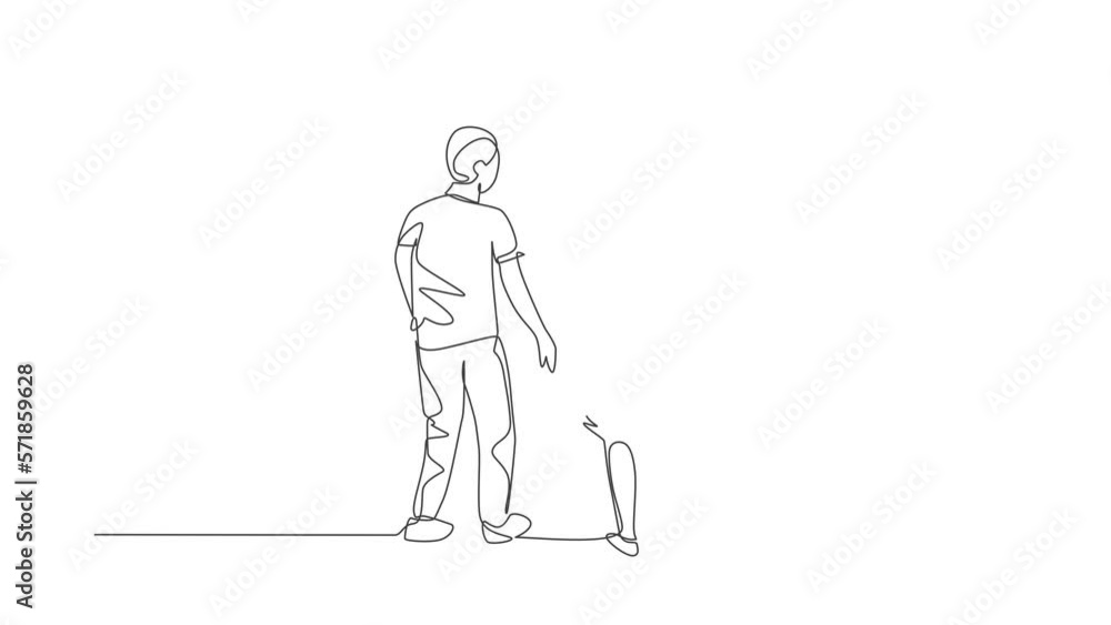 Animated self drawing of single continuous line draw young couple wife and husband walking together and holding hand, back view. Happy family parenting concept. Full length one line animation. Animated self drawing of single continuous line draw young couple wife and husband walking together and holding hand, back view. Happy family parenting concept. Full length one line animation.