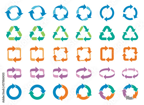 矢印　アイコンセット　循環　カラフル