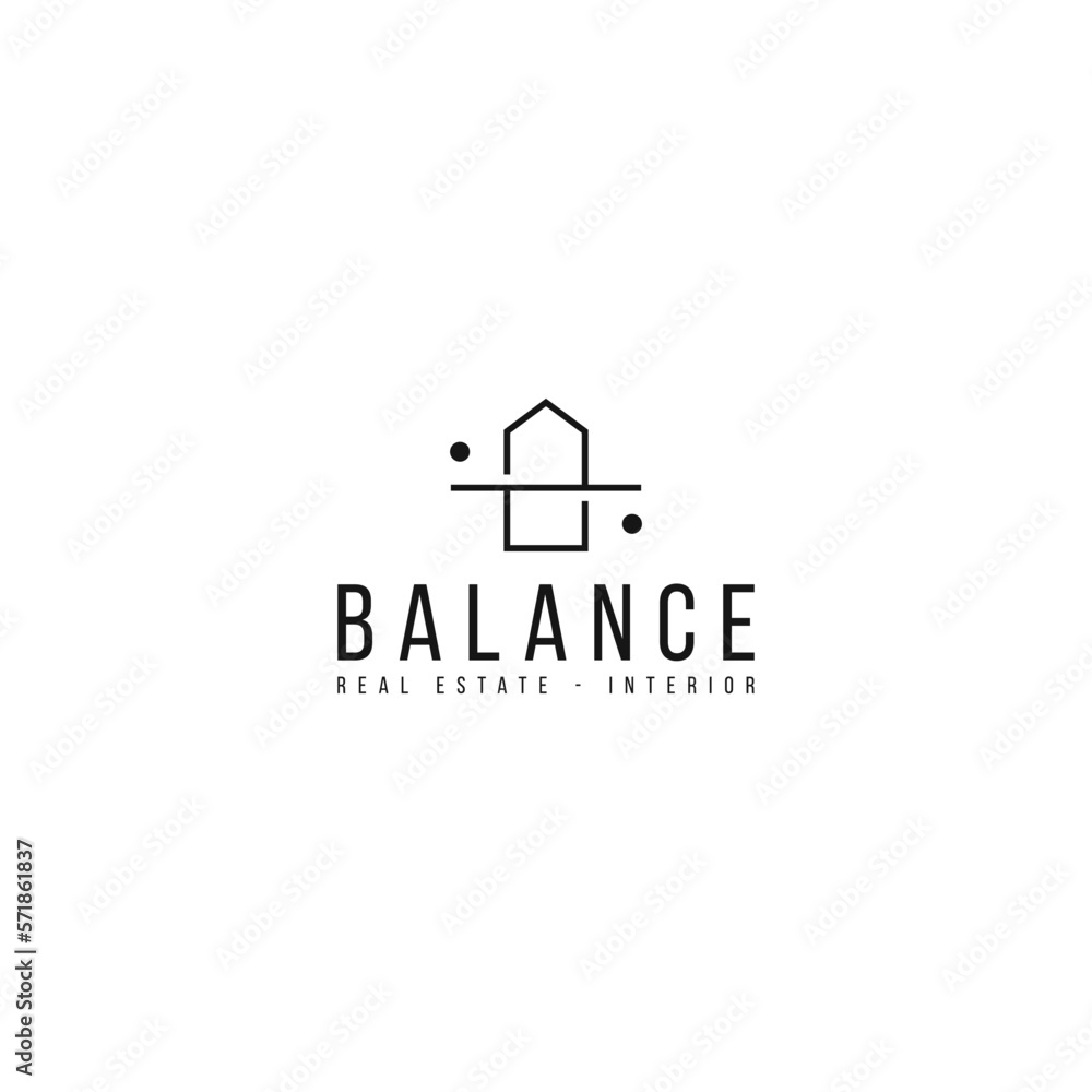 simple symbol sign balance interior logo vector design template, elegant geometric interior logo design vector ideas with outline, and minimalist styles isolated on white background. 