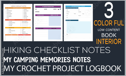 HIKING CHECKLIST NOTES

MY CAMPING MEMORIES NOTES

MY CROCHET PROJECT LOGBOOK
