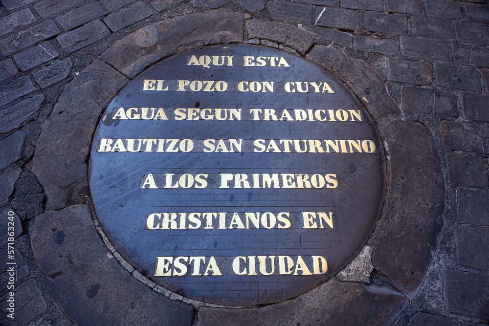 Memorial situated on the place where San Saturnino baptized first christians in Pamplona,