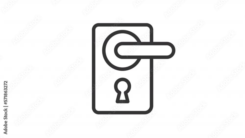 Animated door handle linear icon. Home entrance and exit. House security. Doorknob. Seamless loop HD video with alpha channel on transparent background. Outline motion graphic animation Animated door handle linear icon. Home entrance and exit. House security. Doorknob. Seamless loop HD video with alpha channel on transparent background. Outline motion graphic animation