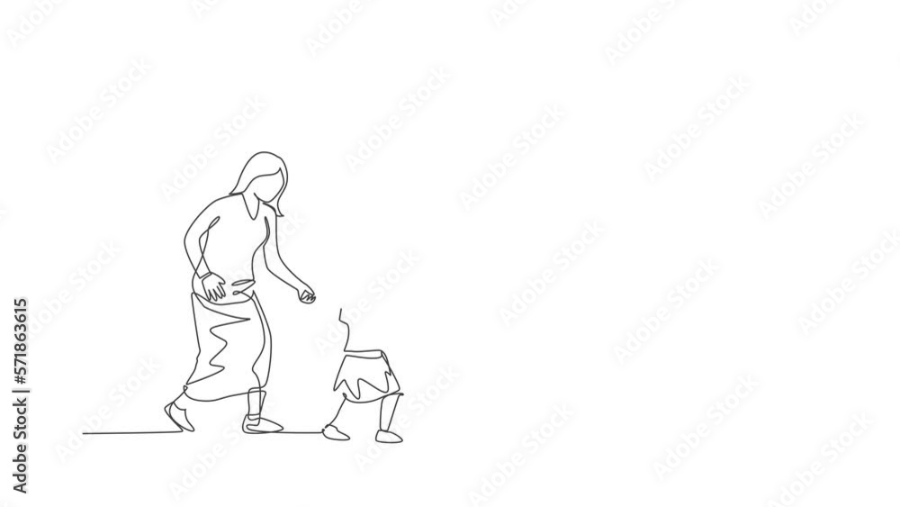 Animated self drawing of continuous line draw young mom and her daughter go to night carnival festival while the kid holding balloon. Happy family parenthood concept. Full length one line animation. Animated self drawing of continuous line draw young mom and her daughter go to night carnival festival while the kid holding balloon. Happy family parenthood concept. Full length one line animation.