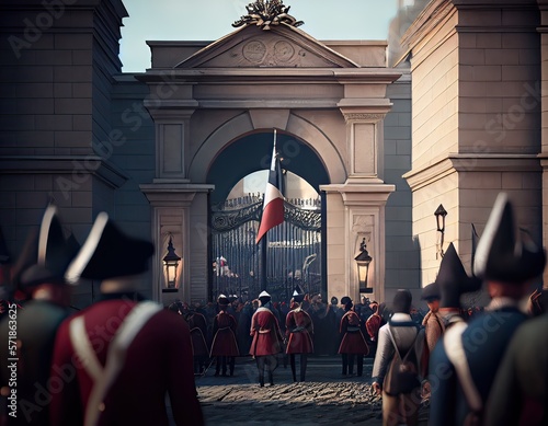Fotografia Historical recreation of a scene of the French revolution in front of the Bastil