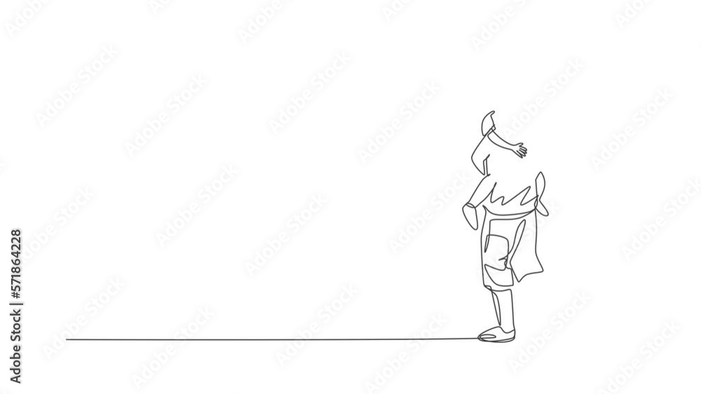 Animation of one line drawing of young father carrying his sleepy tired daughter go to the bed room illustration. Happy family parenting concept. Continuous line self draw animated. Full length motion Animation of one line drawing of young father carrying his sleepy tired daughter go to the bed room illustration. Happy family parenting concept. Continuous line self draw animated. Full length motion