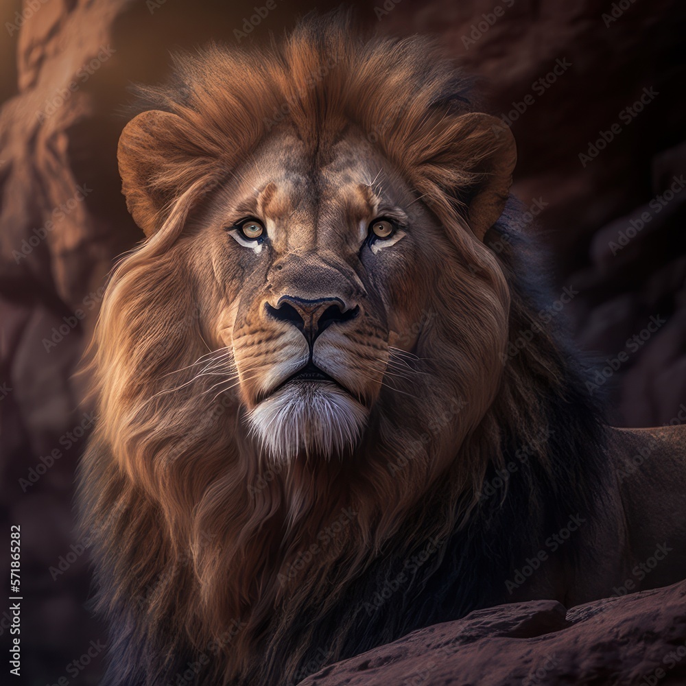 Close up Lion in Wild - Animal Nature Sun Natural Lighting 