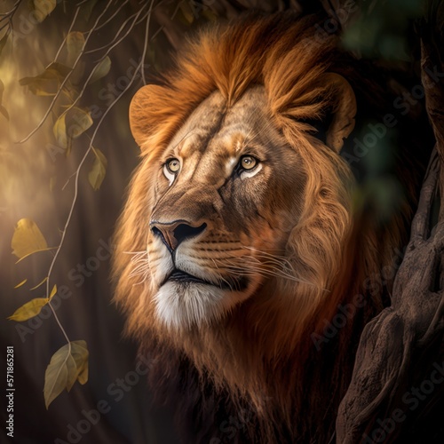 Close up Lion in Wild - Animal Nature Sun Natural Lighting 