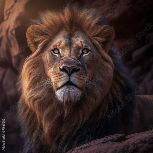 Close up Lion in Wild - Animal Nature Sun Natural Lighting 