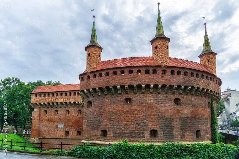 Krakow barbican - medieval fortifcation at city walls, Poland