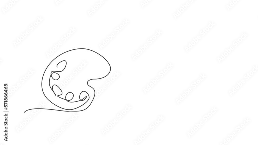 Animated self drawing of continuous one line draw color palette with oil paint. Back to school hand drawn minimalism concept. Full length single line animation for art education illustration. Animated self drawing of continuous one line draw color palette with oil paint. Back to school hand drawn minimalism concept. Full length single line animation for art education illustration.
